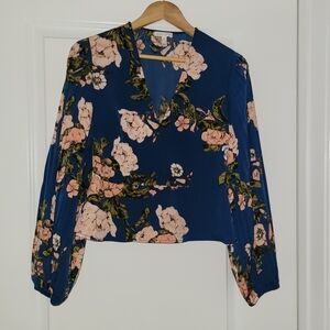 Leith Navy Floral Blouse